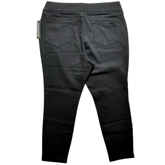 NWT Denim & Co Women's Pull-On Black Denim Jeggings Size 14P Petite - Picture 2 of 5